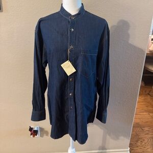 Men's Stubbs Wester Wear Denim Indian Head Button Banded Collar Shirt Size M